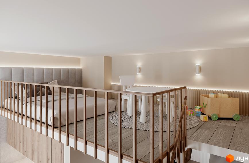 Дитяча кімната в стилі лофт з двояруним ліжком та ігровою зоною. Затишна атмосфера для дітей у новобудові ЖК SOLOWAY.