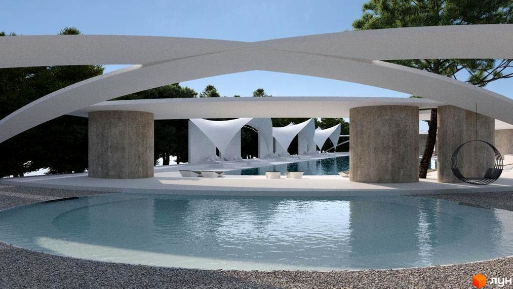 Котеджне містечко Riviera City Park з басейном та зонами відпочинку. Сучасна архітектура комплексу з великою прибудинковою територією.