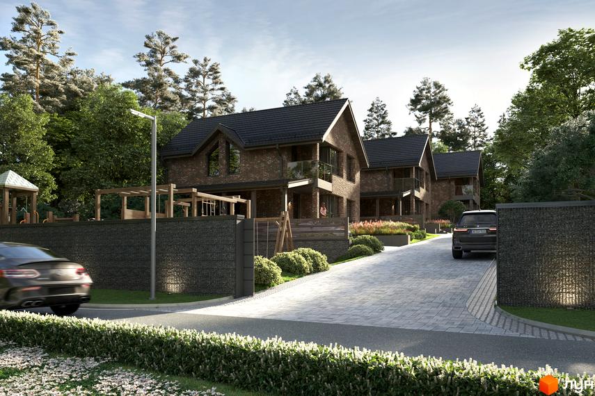 КМ Lake View - котеджне містечко з цегляними будинками та зеленими зонами. Прибудинкова територія з бруківкою та дитячим майданчиком.