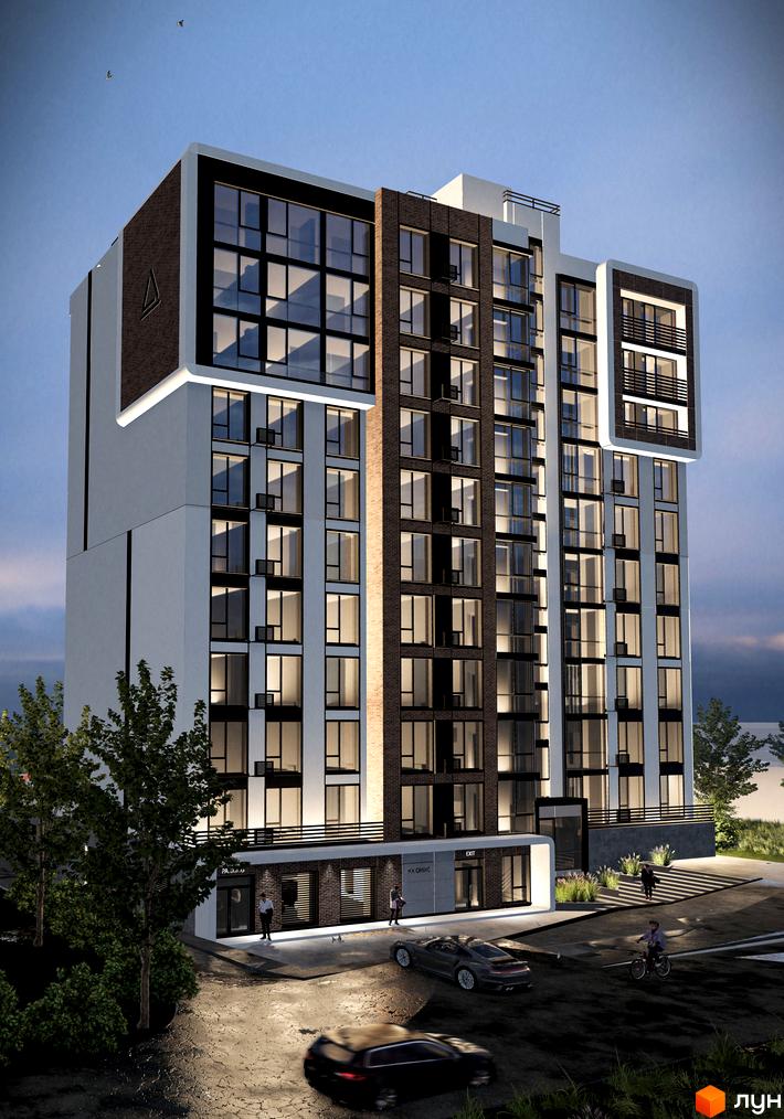 Житловий комплекс Онікс - це сучасна новобудова з панорамними вікнами та цегляним оздобленням фасаду. Територія навколо будинку облаштована зеленими насадженнями та місцями для відпочинку.