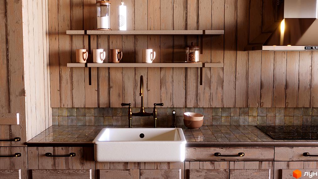 Інтер'єр кухні в будинку Таунхауси Shelest Hutir з дерев'яними панелями та сучасною технікою. Затишна атмосфера для вашого дому.