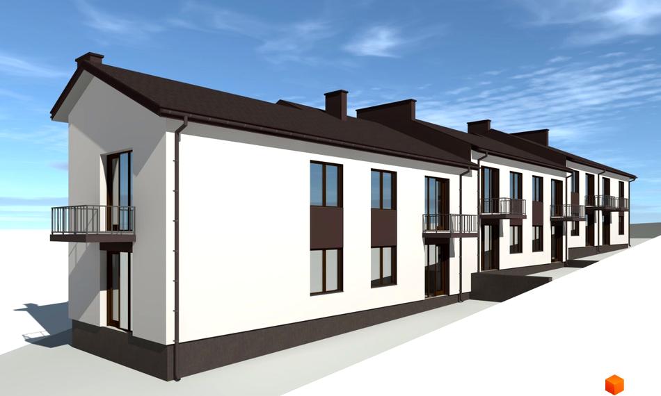 Зображення фасаду та балконів житлового комплексу по вулиці Петриківська, 22. На фото багатоповерховий будинок з коричневим дахом.