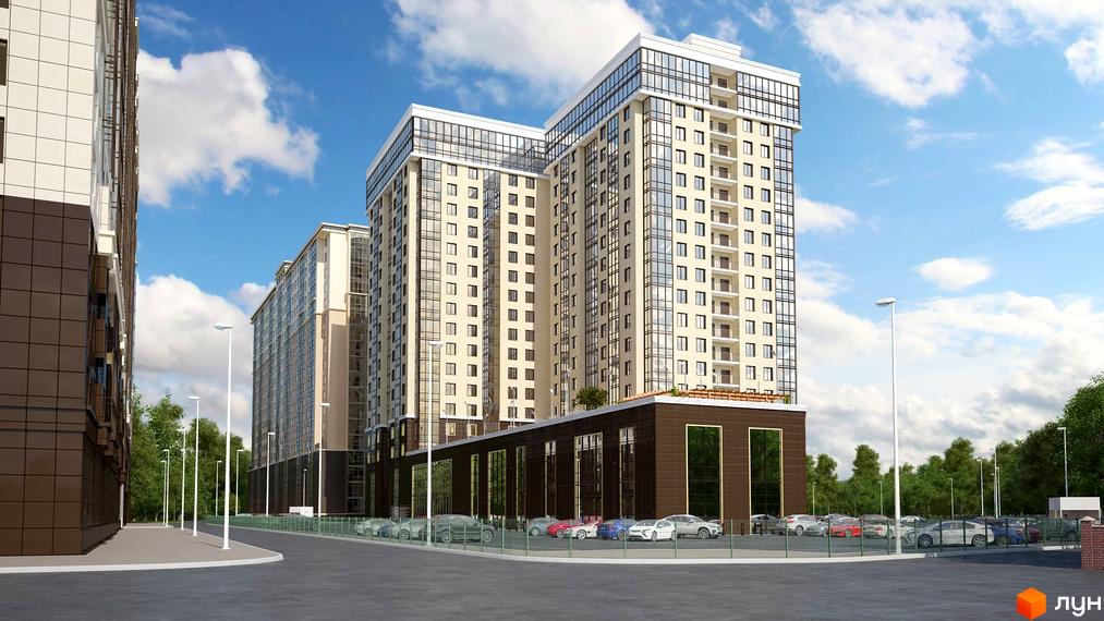 Високоповерхова новобудова з великими вікнами та парковкою. Житловий комплекс Сорок перлина з гарним благоустроєм території.