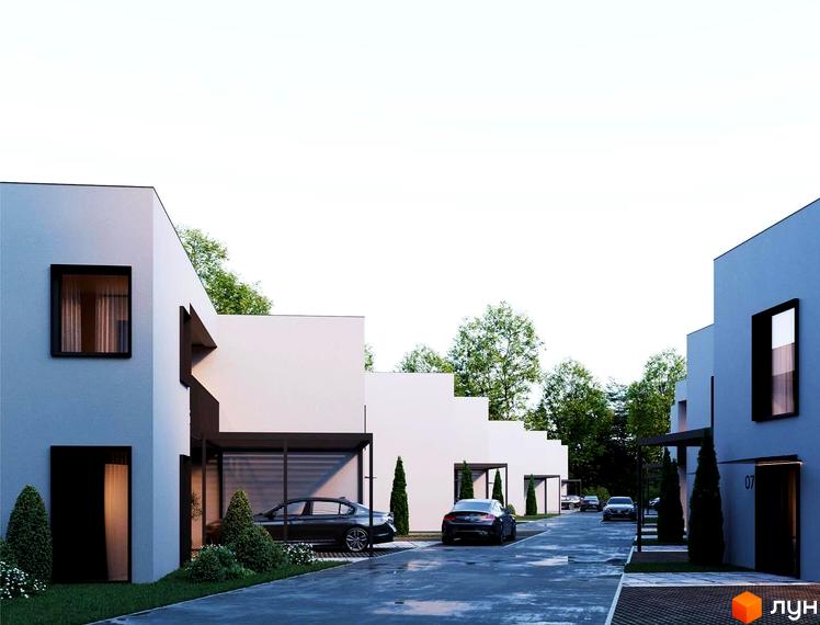 Котеджне містечко TARASIVKA FORREST. Сучасні будинки з панорамними вікнами та доглянутою прибудинковою територією з паркуванням.