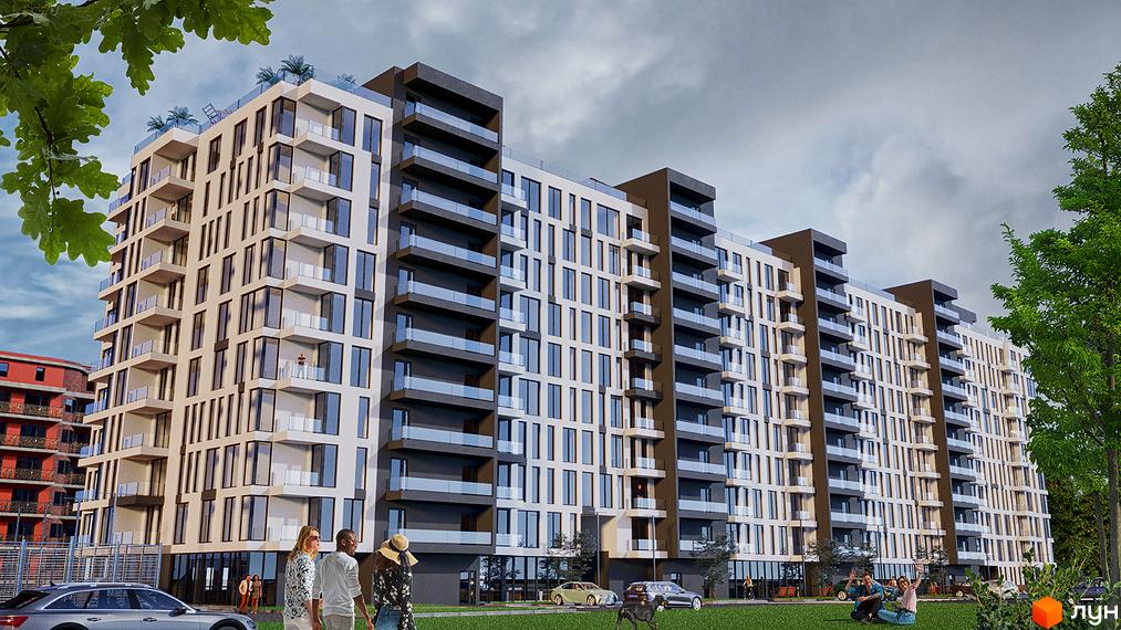 Житловий комплекс SKYLINE - це багатоповерхова новобудова з балконами та панорамними вікнами. На прибудинковій території розташовані зелені зони та місця для відпочинку.