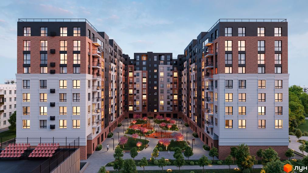 Житловий комплекс Магнолія Парк - це сучасна новобудова з цегляним фасадом та великою кількістю вікон. На прибудинковій території розташований дитячий майданчик та зони відпочинку.