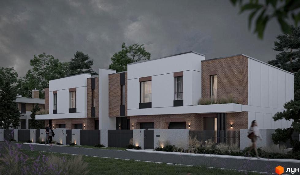 Таунхауси Loft House – це двоповерхові будинки з цегляним оздобленням та білими фасадами. Перед будинками розташована огороджена територія з парканом та освітленням.