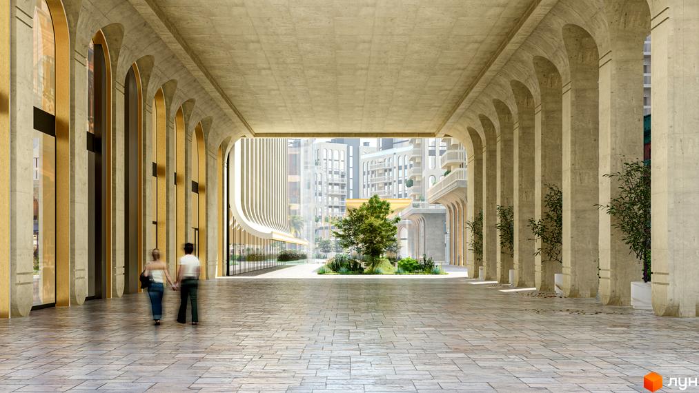 RESIDENTS AVENUE – це житловий комплекс з аркадами та просторим внутрішнім двором з деревами та зеленими насадженнями. Зовнішній вигляд комплексу вражає монументальною архітектурою та золотими елементами.