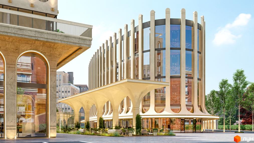 Житловий комплекс RESIDENTS AVENUE з унікальною архітектурою та затишною прибудинковою територією з місцями для відпочинку.