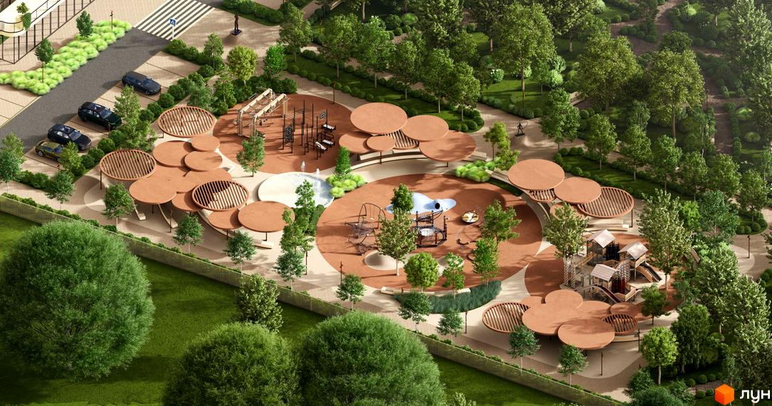 Житловий комплекс ЛАЙТ ПАРК пропонує великий парк з дитячими та спортивними майданчиками. Територія облаштована зонами відпочинку та зеленими насадженнями.