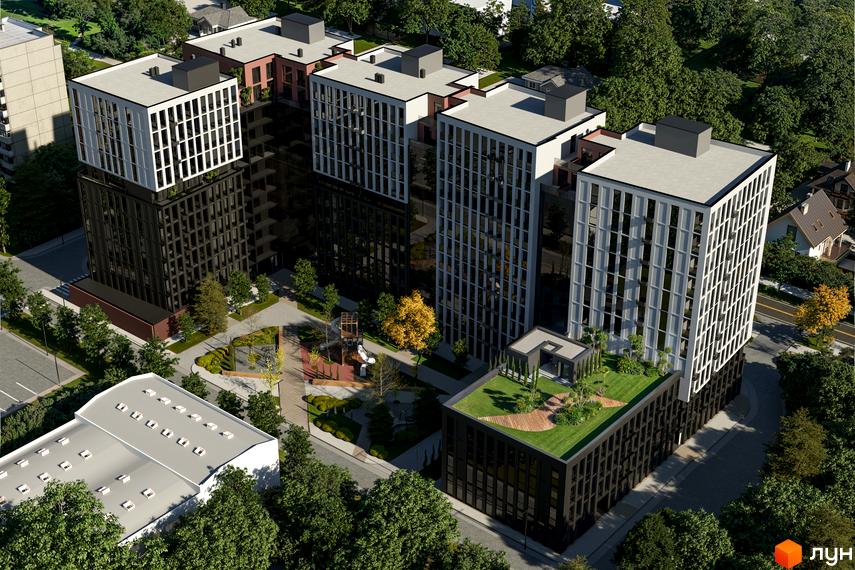 Житловий комплекс Nova City - це сучасна новобудова з багатоповерховими будинками та зеленою прибудинковою територією з дитячим майданчиком.