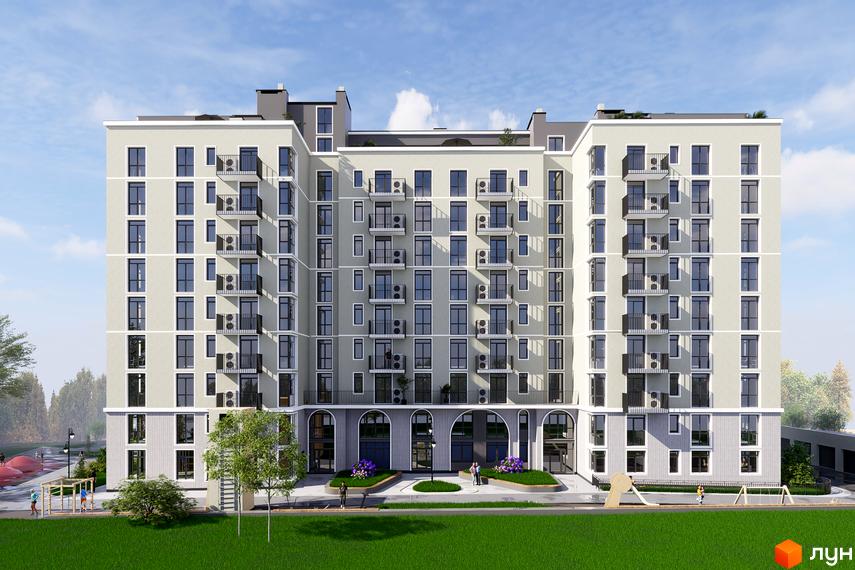 Житловий комплекс Perfect House - це сучасна новобудова з великою кількістю балконів та кондиціонерів, перед якою розташований дитячий майданчик та зелена зона.