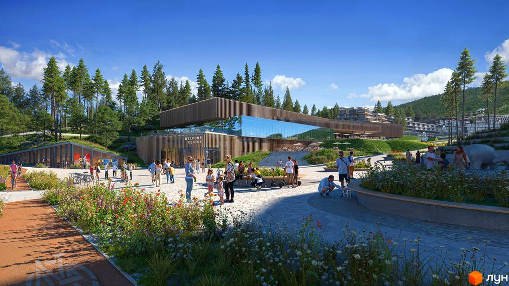 ONDE Hotel by GORO Mountain Resort - це комплекс з дерев'яною обшивкою та скляними фасадами, розташований серед гір та зелені, з доглянутою прибудинковою територією та місцями для відпочинку.