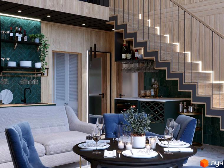 Інтер'єр вітальні з каміном та кавовим столиком у житловому комплексі КМ GORDO RESIDENCE. Сучасний дизайн та зручне планування.