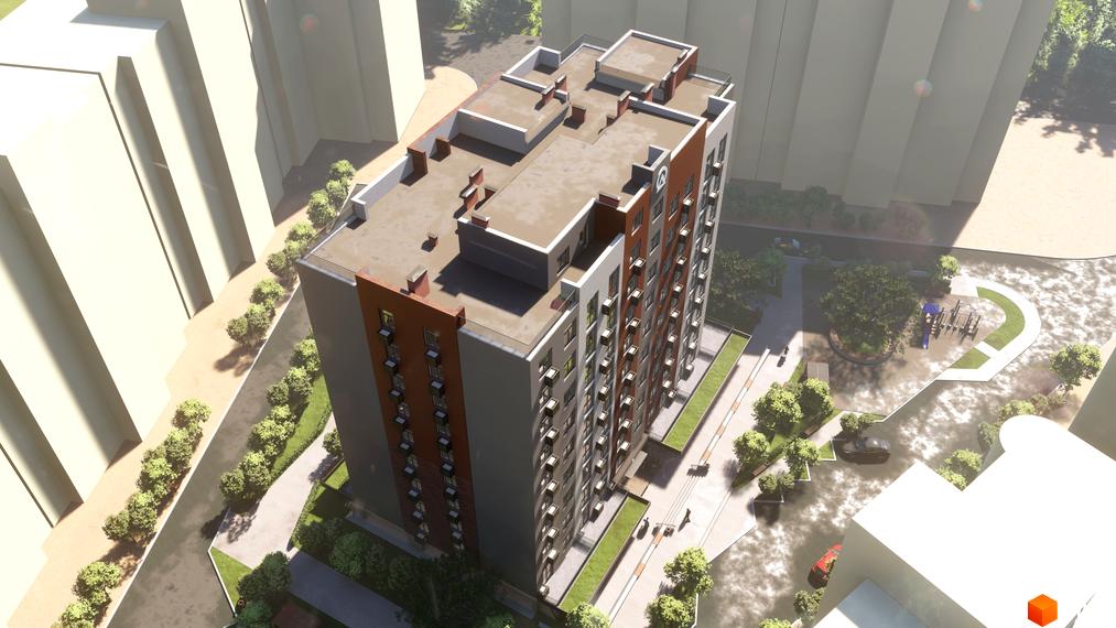 Житловий комплекс Теплий дім Plus - це висотна новобудова з цегляним фасадом та прибудинковою територією з дитячим майданчиком та зеленими насадженнями.