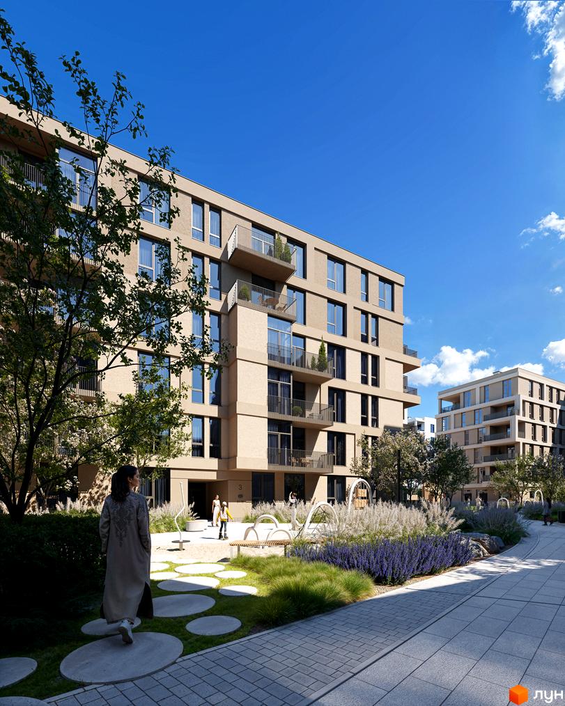 Житловий комплекс Avalon Magnolia з пісочницею та зонами відпочинку. Сучасна архітектура та зелена прибудинкова територія.