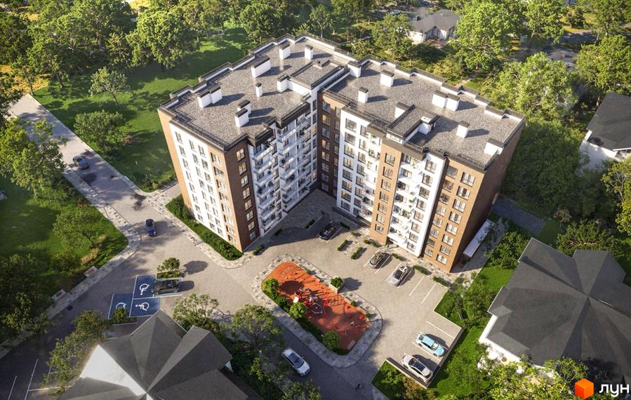 Житловий комплекс Джем 2.0 - це сучасна новобудова з багатоповерховими будинками та упорядкованою прибудинковою територією з дитячим майданчиком та парковкою.