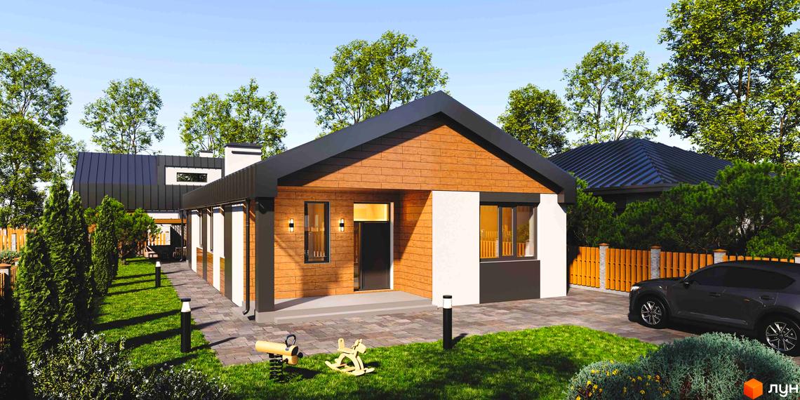 Зображення будинку Котеджного містечка Secret Lake House з дерев'яним фасадом та акуратним газоном. На території є дитячий майданчик.