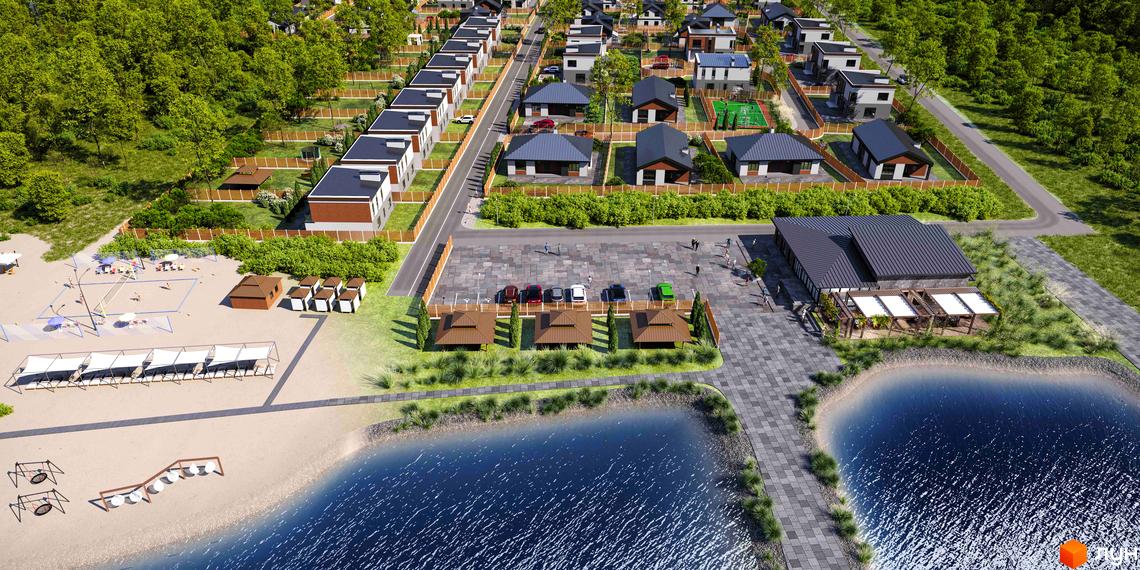 Котеджне містечко КМ Secret Lake House з сучасними будинками та доглянутою прибудинковою територією з озером та пляжем.