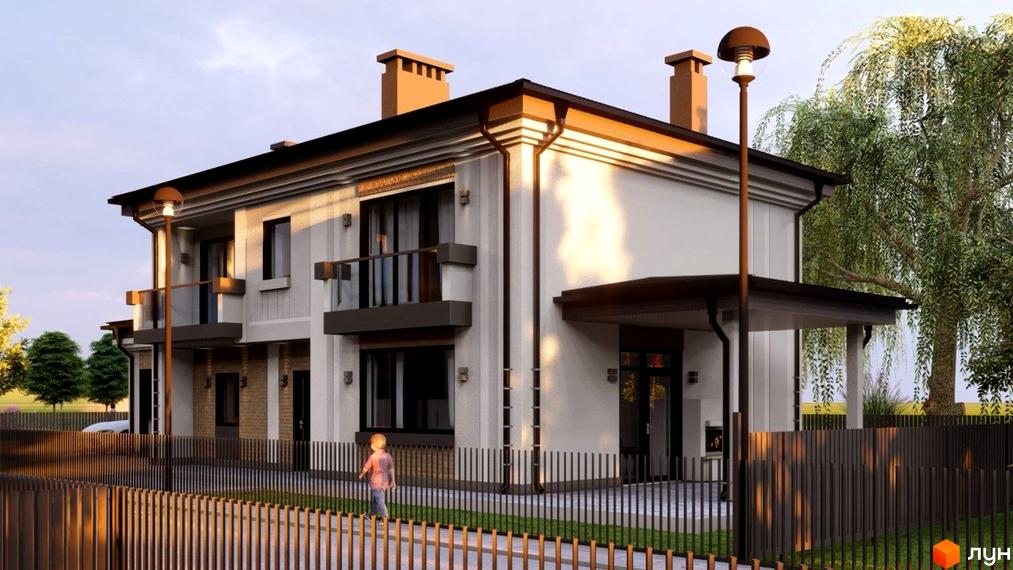 Зовнішній вигляд будинку житлового комплексу КМ Нові Вовчинці з фасадом світлого кольору та парканом навколо прибудинкової території.