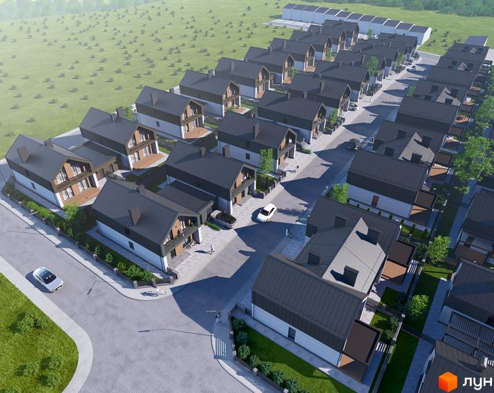 Котеджне містечко ATLANT-CITY з сучасними будинками та доглянутою прибудинковою територією. Огляд архітектури та ландшафту.