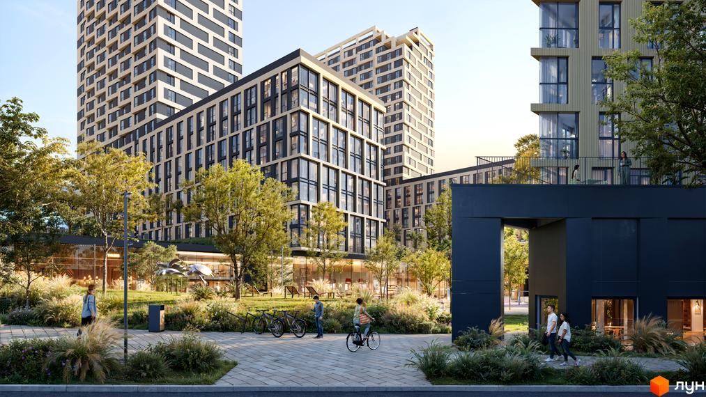 Житловий комплекс Brother – це сучасні багатоповерхові будинки з панорамними вікнами та доглянутою прибудинковою територією з деревами та зонами відпочинку.