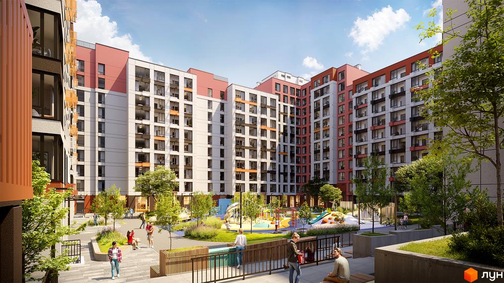 Житловий комплекс Sister – це сучасна забудова з яскравими фасадами та упорядкованим внутрішнім двором з дитячим майданчиком. На території комплексу розташовані зони для відпочинку та прогулянок.