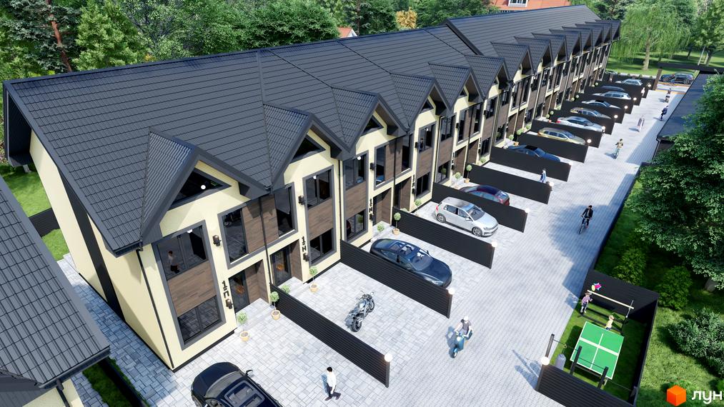 Таунхауси 40 Estates – це сучасний житловий комплекс з акуратними фасадами та індивідуальними паркувальними місцями. На прибудинковій території облаштовано зону відпочинку з настільним тенісом.