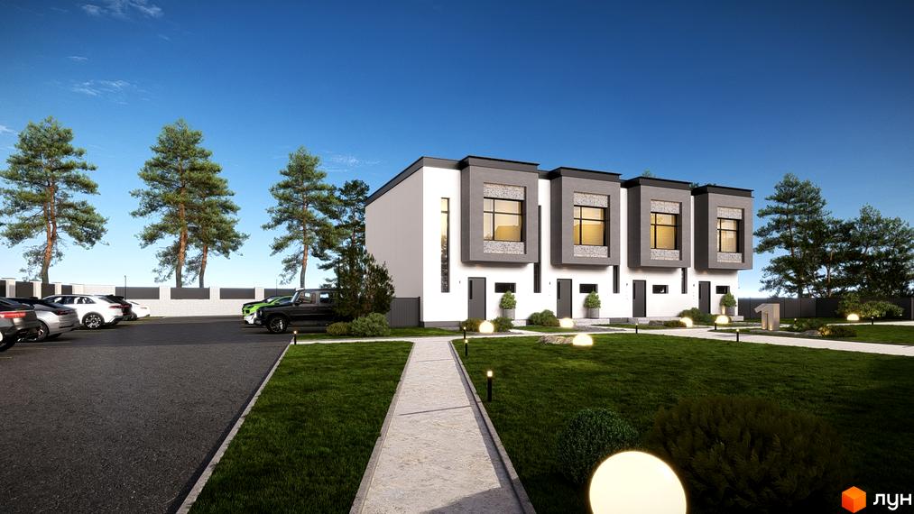 Таунхауси 11Dreams – це сучасні двоповерхові будинки з сірими фасадами та великими вікнами. Прибудинкова територія озеленена, з доріжками та освітленням.