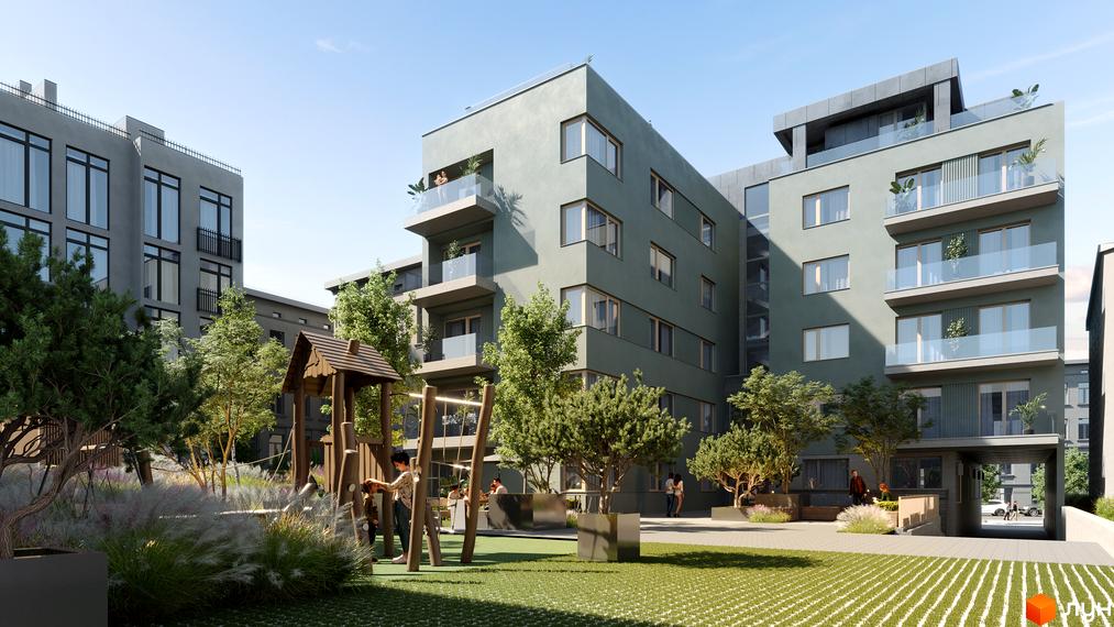 Житловий комплекс PREMIUM HILLS. Сучасна архітектура та дитячий майданчик. Зелена територія та зони відпочинку для мешканців.