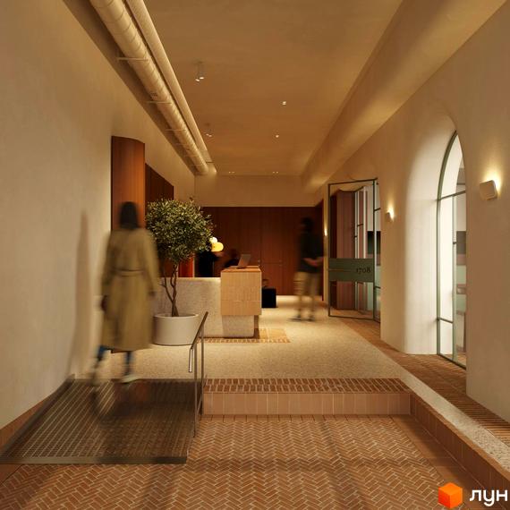 Вхідна група та лобі Апарт-готель PRAUD select з цегляною підлогою 