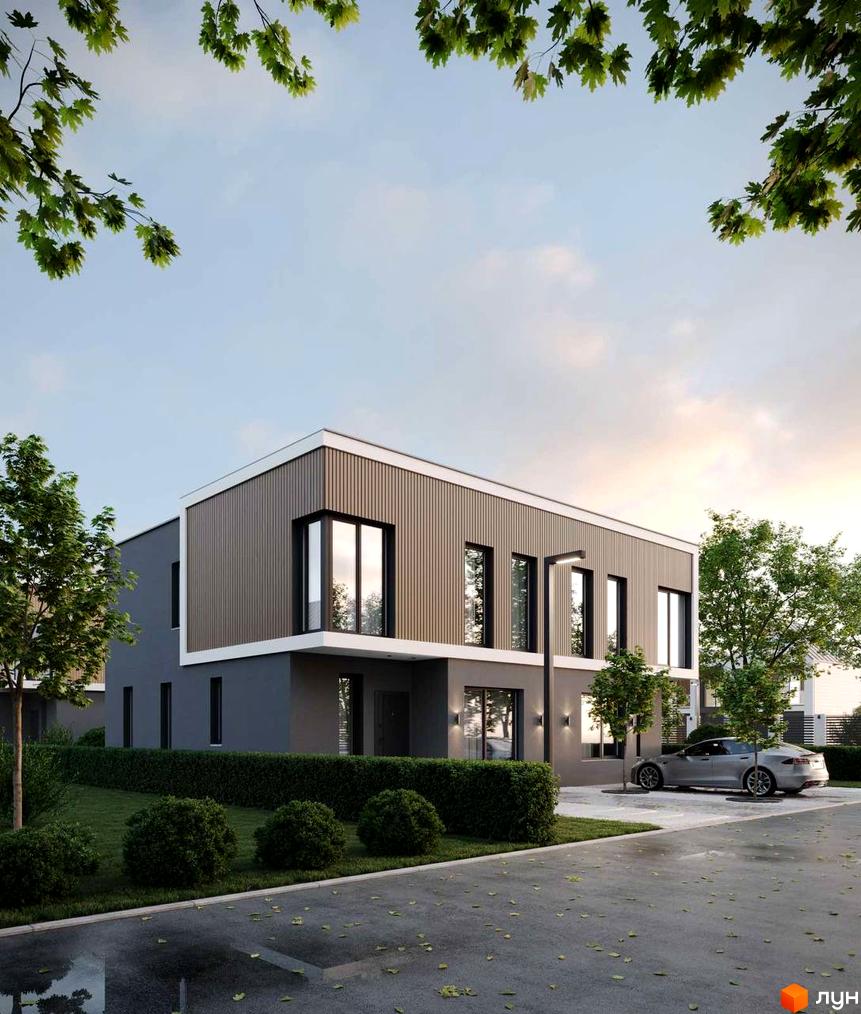 Зовнішній вигляд будинку на вул. Волошкова, 58, з прибудинковою територією та автомобілем.