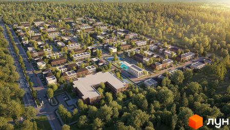 Royal Village - житловий комплекс з таунхаусами та котеджами, оточений лісом. На території є басейн та сучасна забудова.